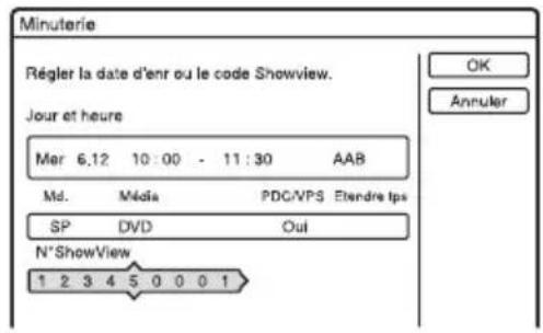 SONY RDRHX720 - Appuyez sur les touches numériques pour saisir le numéro de programmation ShowView, puis appuyez sur ENTER. - 1