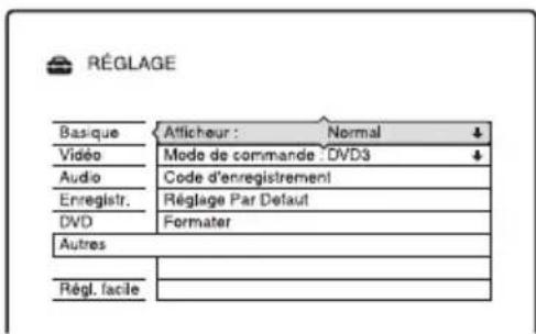 SONY RDRHX720 - Réglages de la télécommande/Réglages d'usine (Autres) - 1