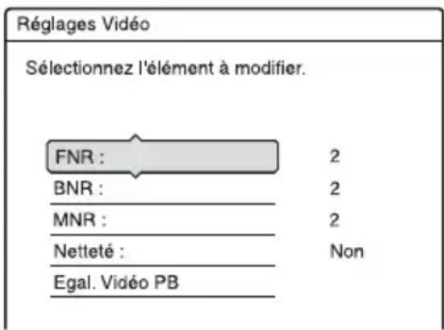 SONY RDRHX720 - Appuyez sur OPTIONS pendant la lecture pour sélectionner « Réglages Vidéo », puis appuyez sur ENTER. - 1
