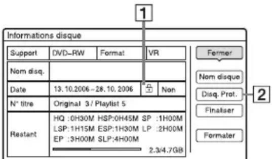 SONY RDRHX722 - Appuyez sur OPTIONS pour selectionner « Informations disque», puis appuyez sur ENTER. - 1