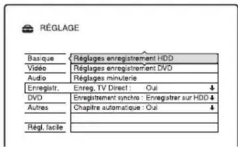 SONY RDRHX722 - Paramètres d'enregistrement (Enregistr.) - 1
