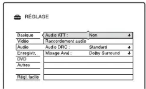 SONY RDRHX725 - Réglages audio (Audio) - 1