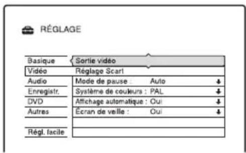SONY RDRHX725 - Réglages vidéo (Vidéo) - 1