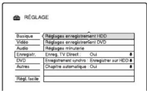 SONY RDRHX725 - Paramètres d'enregistrement (Enregistr.) - 1