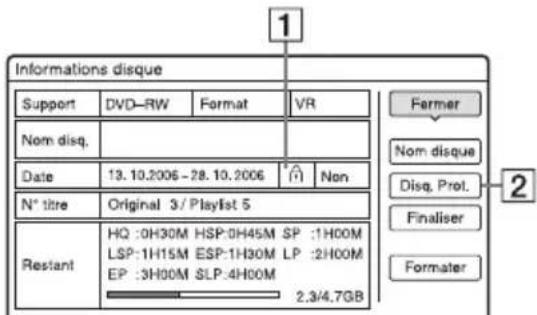 SONY RDRHX727 - Appuyez sur OPTIONS pour selectionner « Informations disque», puis appuyez sur ENTER. - 1