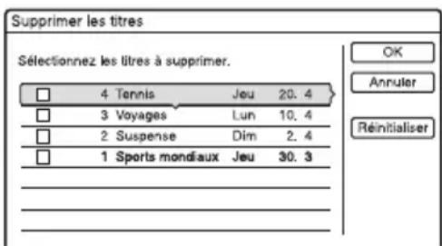 SONY RDRHX727 - Appuyez sur OPTIONS pour selectionner « Supprimer titres », puis appuyez sur ENTER. - 1
