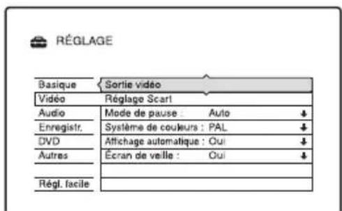 SONY RDRHX727 - Réglages video (Vidéo) - 1
