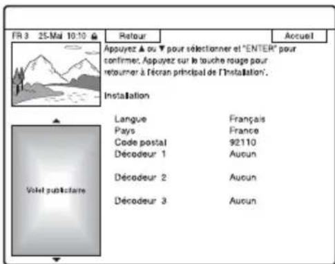 SONY RDRHX727 - Sélectionnez « Installation » dans la barre de menus. - 1