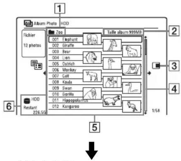 SONY RDRHX750 - Utilisation de la liste « Album Photo » - 2