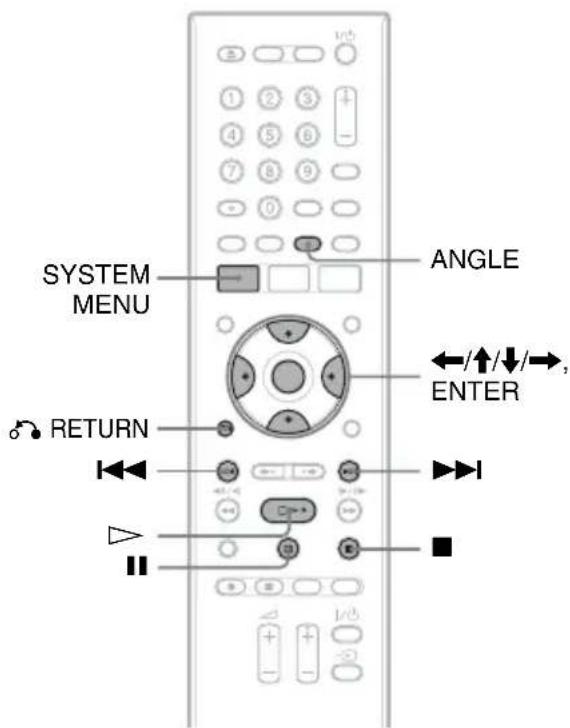 SYSTEM MENU ANGLE ←/↑/↓/→, ENTER RETURN