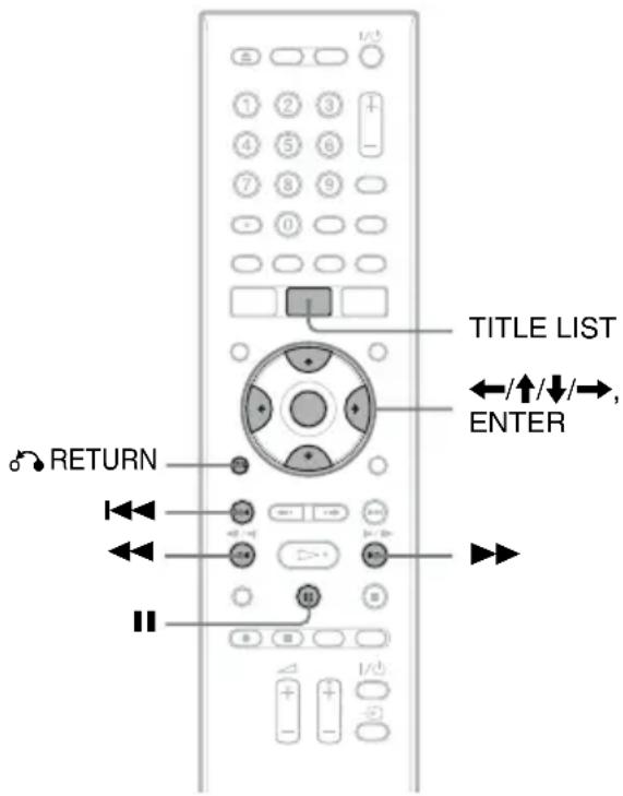 TITLE LIST ←/↑/↓/→, ENTER RETURN