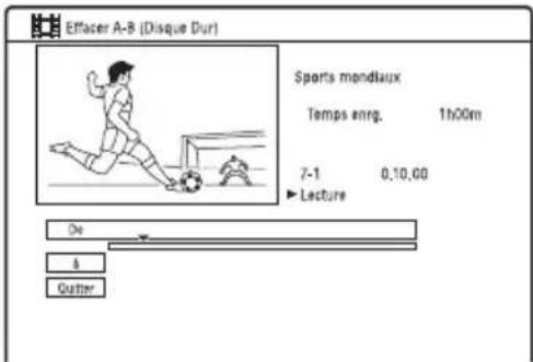 Effaser A-B (Disque Dur) Sports mondaux Temps enrg. 1h00m 7-1 0,10,00 ► Lecture De A Quater