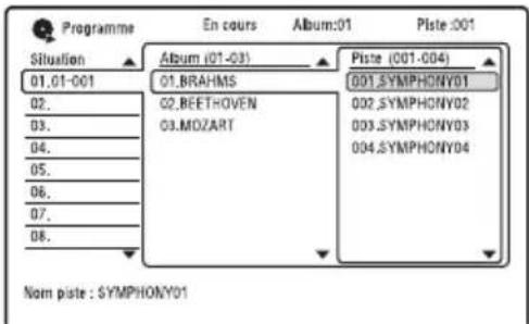 Programme En cours Album:01 Piste :001 Situation 01.01-001 02. 03. 04. 05. 06. 07. 08. Album (01-03) 01.BRAHMS 02.BEETHOVEN 03.MOZART Piste (001-004) 001.SYMPHONY01 002.SYMPHONY02 003.SYMPHONY03 004.SYMPHONY04 Nom piste : SYMPHONY01