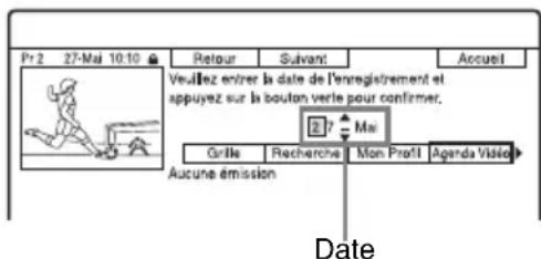 SONY RDRHX780 - Programmation manuelle d'un enregistrement (Agenda Video) - 2