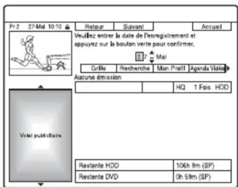 SONY RDRHX785 - Programmation manuelle d'un enregistrement (Agenda Video) - 1
