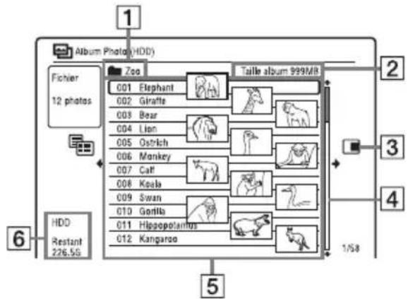 SONY RDRHX785 - Utilisation de la liste « Album Photo » - 1