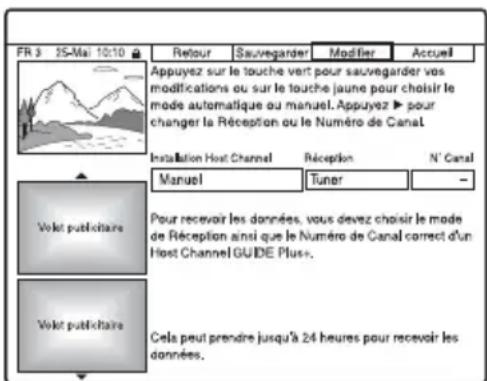 SONY RDRHX825 - Changement manuel de la chaine partenaire GUIDE Plus+ - 1
