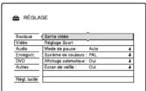 SONY RDRHX825 - Réglages video (Vidéo) - 1