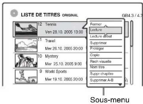 LISTE DE TITRES ORIGINAL 12 Tennis Ven 28.10.2005 13:00 11 Travel Mer 26.10.2005 20:00 10 Mystery Mar 25.10.2005 9:00 9 World Sports Mer 19.10.2005 20:00 Former Lecture Lecture début Supprimer Protéger Copie Rech visuelle Nom tire Suppr chapitre Supprimer A-B Sous-menu