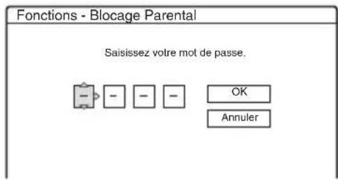 Fonctions - Blocage Parental Saisissez votre mot de passe. OK Annuler