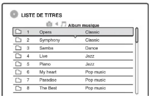 LISTE DE TITRES Album musique 1 Opera Classic 2 Symphony Classic 3 Samba Dance 4 Live Jazz 5 Piano Jazz 6 My heart Pop music 7 Paradise Pop music 8 The Best Pop music
