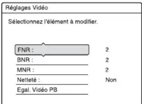 SONY RDRHX920 - Appuyez sur OPTIONS pendant la lecture pour sélectionner « Réglages Video», puis appuyez sur ENTER. - 1