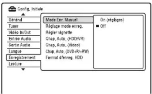 SONY RDRHX950 - Paramètres d'enregistrement (Enregistrement) - 1