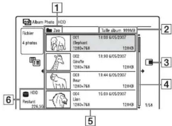 SONY RDRHX950 - Utilisation de la liste « Album Photo » - 3