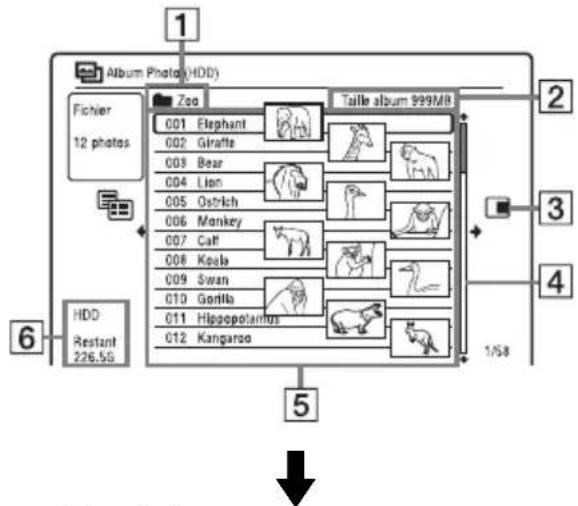 SONY RDRHXD1090 - Utilisation de la liste « Album Photo » - 1