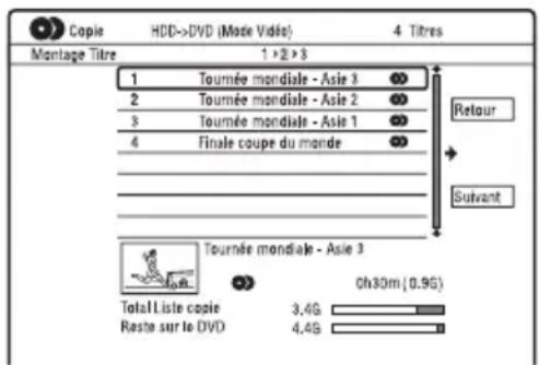 SONY RDRHXD1090 - Pour éoperator les titres de la liste de copie - 1