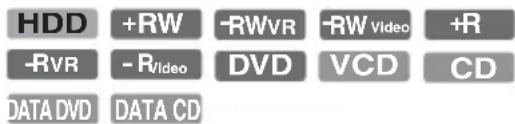HDD +RW -RWVR -RW Video +R -RVR -RVideo DVD VCD CD DATA DVD DATA CD