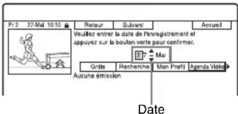 Pr 2 27-Mal 10:10 Retour Sulvant Accueil Veuillez entrer la date de l'enregistrement et appuyez sur la bouton verte pour confirmer. Grille Recherche Mon Profit Agenda Visited Autune émission Date
