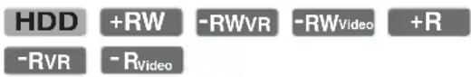 HDD +RW -RWVR -RWVideo +R -RVR -RVideo