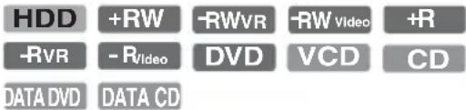 HDD +RW -RWVR -RW Video +R -RVR - RVideo DVD VCD CD DATA DVD DATA CD
