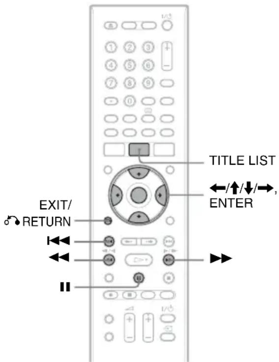 TITLE LIST ←/↑/↓/→, ENTER EXIT/ RETURN