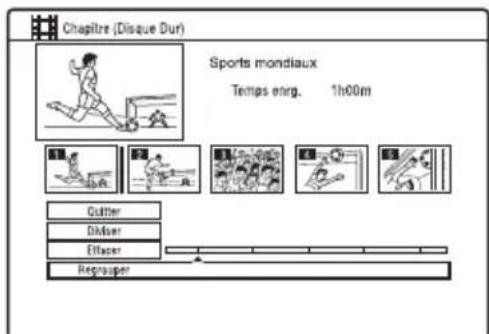 Chapitre (Disque Dur) Sports mondiaux Temps enrg. 1h00m Gutter Dikser Effacer Regraser