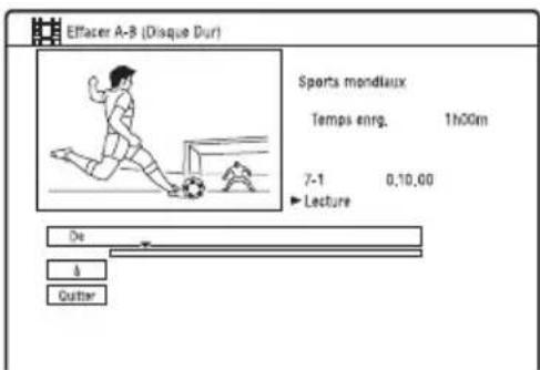 Effacer A-B (Disque Durl) Sports mondaux Temps eng. 1h00m 7-1 0,10,00 ► Lecture De a Cutter