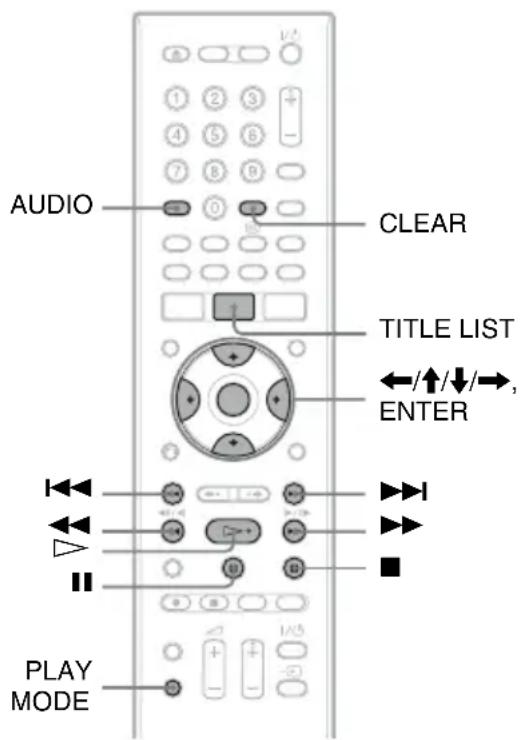 AUDIO CLEAR TITLE LIST ←/↑/↓/→, ENTER PLAY MODE