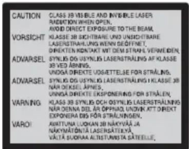 CAUTION CLASS 38 VISIBLE AND INVISIBLE LASER RADIATION WHEN OPEN. AVOID DIRECT EXPOSURE TO THE BEAM. VORSICHT KLASSE 38 SICHTBARE UND UNSICHTBARE LASERSTRALUNG WENN DEÖFFNET, DIREKTEN KONTAKT WT DEM STRAHL VERWEIDEN. ADVARSEL SYNLOG OG USYNLIS LASERSTRALING AF KLASSE 38 VED ARNINGS. UNOGA DREKTE UGSETTELSE FOR STRÄLNG. ADVARSEL SYNLOG OG USYNLIS LASERSTRALING I KLASSE 38 NAR OESKEI ARNINGS. UNOGA DREKTE EKSPONERING FOR STRÄLEN. VARNING KLASSE 38 SYNLOG OCH OSYNLIS LASERSTRALNING NAR DENNA DEL AR ÖPPNAD UNOVIK ATT DIREKT EXPONERA DIS FÜR STRÄNNGEN. VARO! AWATTANA LUCKAN 38 NÄKYVÄÄ JA NÄKYMÄTÖNTÄ LASERSÄTELYÄ. VALTÄ SUORAA ACTISTUMSTÄ SÄTEELLE.
