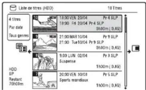 Liste de titres (HDD) 10 Titres 4 titres Par date Tous genres NEW 13:00 VEN 20/04 Pr 4 SLP 19:00 Fri 20/04 Pr 4 SLP 0h30m ( 0,4G) NEW 21:00 MAR 10/04 Pr 9 SLP 21:00 Tue 10/04 Pr 9 SLP 0h30m ( 0,4G) 9:00 LUN 02/04 Pr 3 SLP Suspense 1h00m ( 0,8G) 7:20:00 VEN 30/03 Pr 5 SLP Sports mondiaux 1h00m ( 0,8G) HDD SP Restant 70h03m