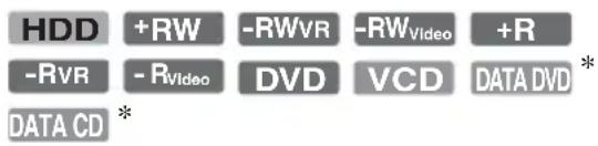 HDD +RW -RWvr -RWVideo +R -RVR -RVideo DVD VCD DATA DVD * DATA CD *
