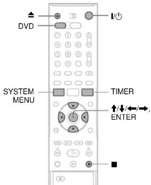DVD SYSTEM MENU TIMER ENTER ↑/↓/←/→, ■