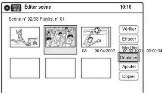 Éditer scène 10:10 Scène n° 02/03 Playlist n° 01 Vérifier Effacer Modifier Déplacer Ajouter Copier