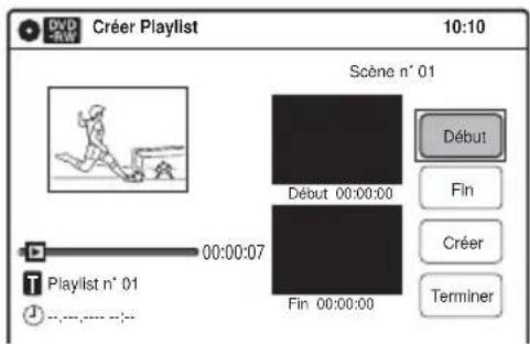Créer Playlist 10:10 Scène n° 01 Début 00:00:00 Fin Créer Terminer 00:00:07 Playlist n° 01 Fin 00:00:00