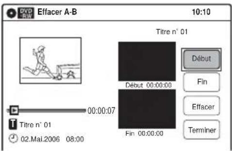 Effacer A-B 10:10 Titre n° 01 Début 00:00:00 Fin 00:00:00 Titré n° 01 02.Mai.2006 08:00 Début Fin Effacer Terminer