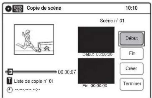 Copie de scène 10:10 Scene n° 01 Début 00:00:00 Fin Créer Terminer 00:00:07 Flin 00:00:00 Liste de copie n° 01