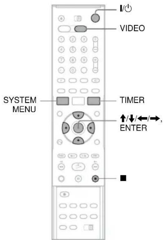 I/O VIDEO SYSTEM MENU TIMER ↑/↓/←/→, ENTER