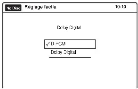 No Disc Réglage facile 10:10 Dolby Digital ✓ D-PCM Dolby Digital