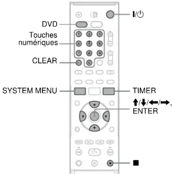DVD Touches numériques CLEAR SYSTEM MENU TIMER ↑/↓/←/→, ENTER