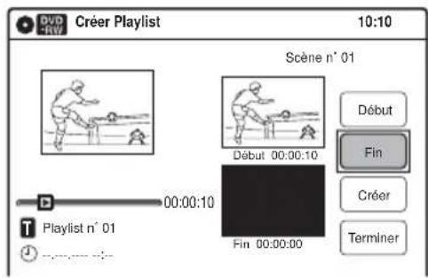Créer Playlist 10:10 Scène n° 01 Début 00:00:10 Fin 00:00:00 Début Fin Créer Terminer 00:00:10 Playlist n° 01